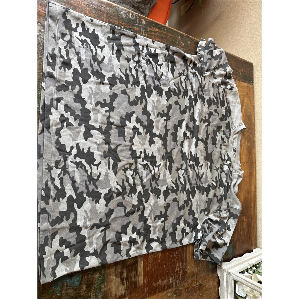 CAT Caterpillar Shirt Camo 2XL Mens Woodland Diesel Heavy Equipment Grey